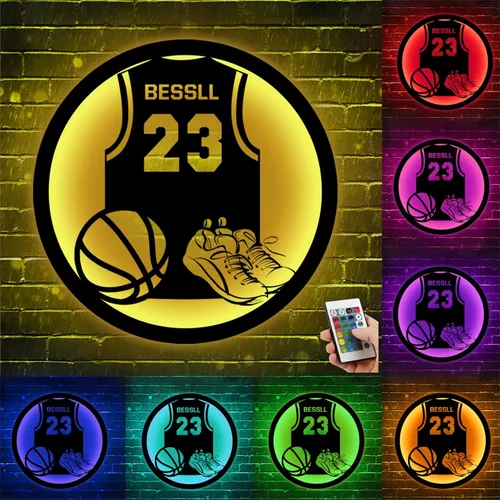 Vista 17 de Letrero de metal de béisbol personalizado con luz LED, nombre de camiseta de béisbol personalizable, número, decoración de pared, regalo para casco