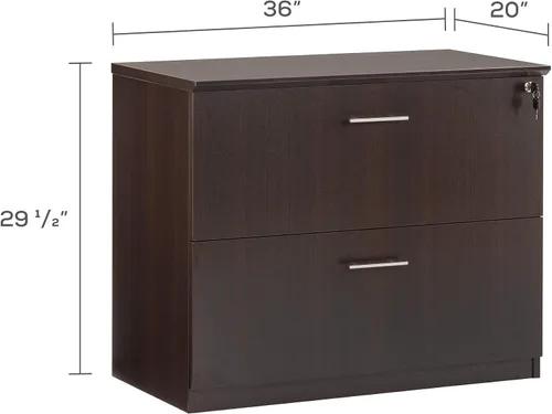 Vista 2 de Urbanpro Archivador lateral de madera de ingeniería con 2 cajones en espresso