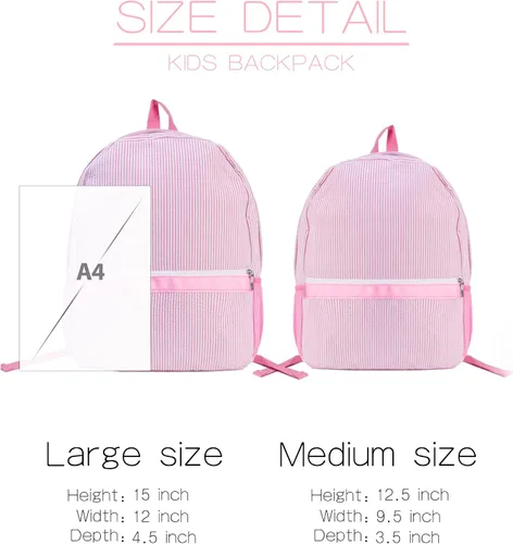 Vista 2 de MTIANG Mochila personalizada para niñas y niños con nombre bordado y bolsas de libros para jardín de infantes, Rosado, Nombre