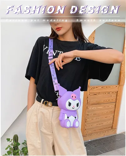 Vista 4 de CZZLYJ My Melody - Bolso cruzado de hombro con diseño de caricaturas Kuromi de anime lindo bolso de hombro