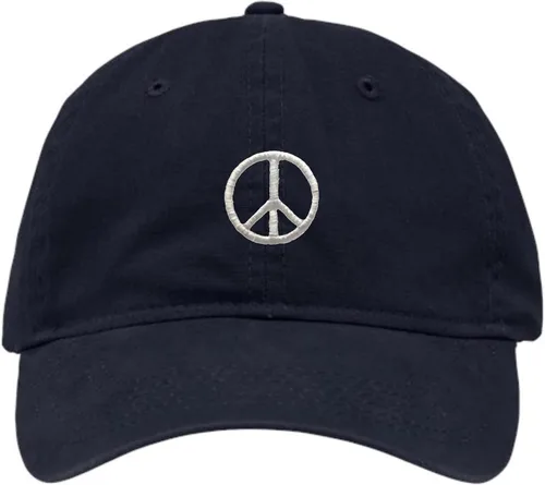 Vista 4 de Go All Out Sombrero de papá bordado con signo de paz para adultos Negro
