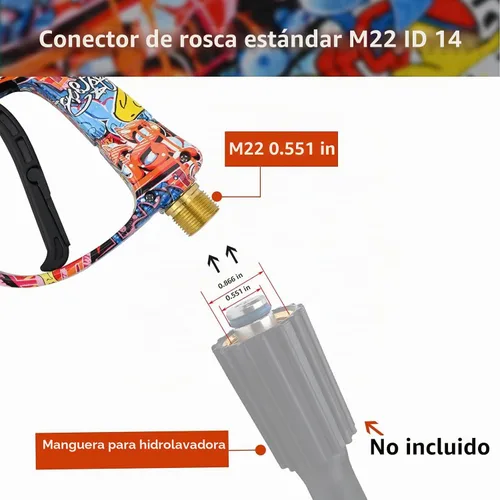 Vista 3 de Pistola de lavadora de alta presión Bear Force 3000 PSI máximo, pistola de lavadora corta M22-14mm con conector rápido de 1/4 pulgada, compatible