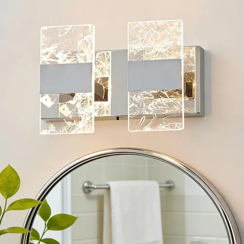 Vista 20 de Moderna lámpara LED de baño, regulable, 2 luces, color negro, 5CCT, ajustable, luces de tocador sobre el espejo, luces LED de acrílico ahumado