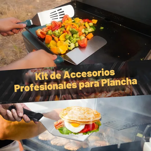 Vista 5 de Kit de accesorios para parrilla BBQ - Juego de 20 herramientas de barbacoa de acero inoxidable para Blackstone con espátula de parrilla, cubierta