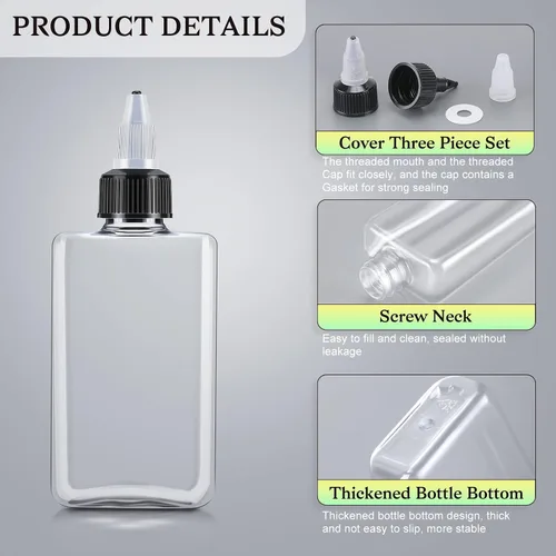 Vista 9 de Yaomiao Botellas pequeñas de 3.4 onzas con tapas giratorias para líquidos, recipientes exprimibles de condimentos de 3.4 fl oz, botellas