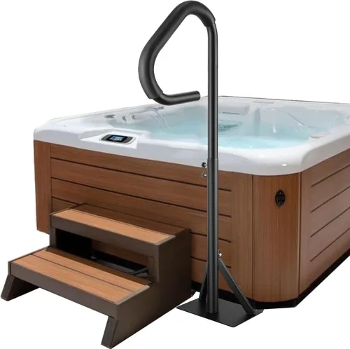 Vista 10 de VEVOR Pasamanos para Bañera de Hidromasaje, Pasamanos Lateral para Spa Giratorio 360° con Altura Ajustable de 48"-63", Barandilla de Aluminio