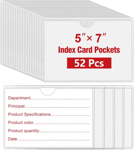 Vista 8 de Paquete de 52 bolsillos autoadhesivos para tarjetas de índice