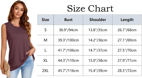 Vista 8 de JOELLYUS Camisetas sin mangas para mujer, estilo casual, cuello redondo, sin mangas, ajuste holgado, camisetas tipo túnica básicas