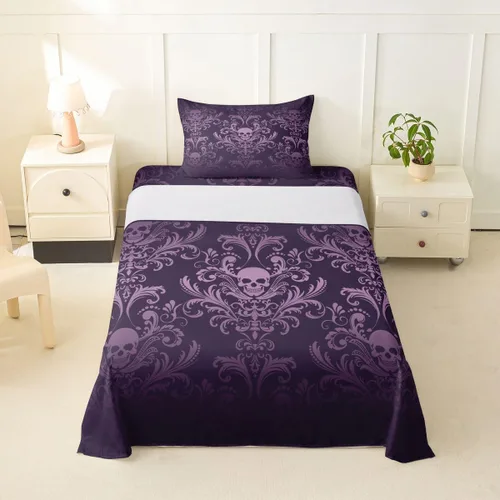 Vista 16 de Erosebridal Juego de sábanas góticas de damasco para adultos, juego de sábanas victorianas antiguas, tamaño individual, sábanas góticas florales