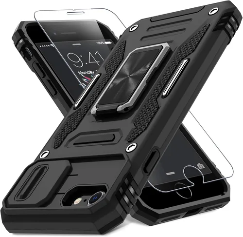 Vista 37 de DEERLAMN Funda para iPhone Air de 6.5 pulgadas con cubierta deslizante para cámara + protector de pantalla (2 paquetes), soporte de anillo giratorio