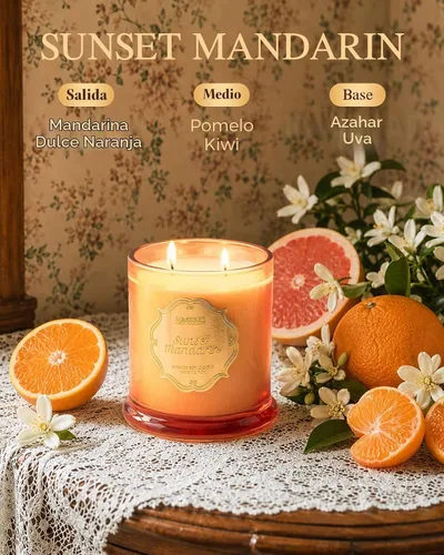Vista 2 de M&SENSE Velas de Cítricos para el Hogar Aromáticas, Vela de Soja Orgánica Natural de 12.7oz 75 Horas de Larga Duración de Combustión Lenta, Vela