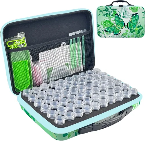 Vista 12 de Contenedores de almacenamiento de pintura de diamantes, 30 ranuras para accesorios de pintura de diamantes y herramientas para estuche organizador