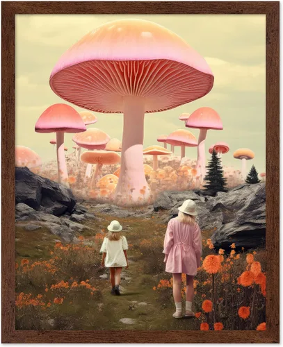 Vista 7 de Poster Master Póster de retrato de mujer, estampado de mariposa retro, arte de collage, arte femenino, arte femenino, arte moderno, arte floral