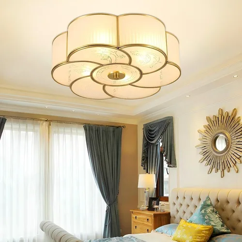 Vista 17 de LIGHTLAND Lámpara de Techo de Montaje al Ras de 13.8 Pulgadas, Lámpara de Techo de Latón de 3 Luces con Pantalla de Vidrio, Accesorios de Luz