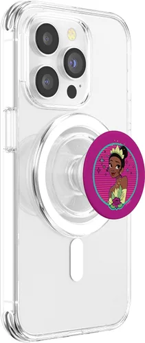 Vista 3 de Disney Princess Tiana 80s Glamour Portrait Pink PopSockets MagSafe PopGrip para iPhone