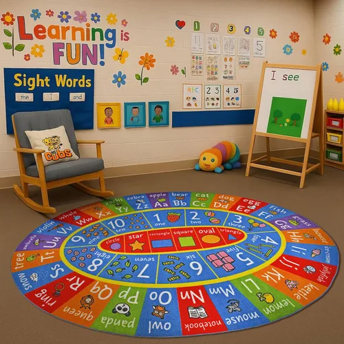 Vista 8 de KC Cubs Alfombra educativa antideslizante con alfabeto, números y formas de 3 x 3 pulgadas, para niños, guardería, aula, sala de juegos, guardería