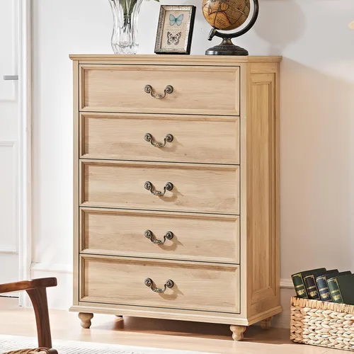 Vista 29 de Joaxswe Cómoda rústica de 4 cajones para dormitorio, cómoda rústica de 37 pulgadas de alto con 4 pies de madera maciza, organizador de armario