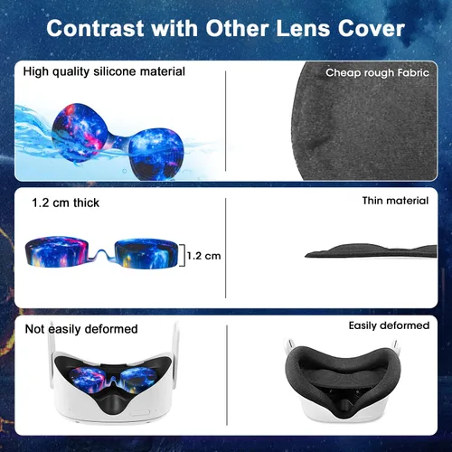 Vista 6 de AIXOTO for Oculus Quest 2 Accessories, Accessory Set for Meta Quest 2, Include Silicone Face Cover, Controller Grip Cover, VR Shell Cover, Lens
