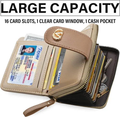 Vista 2 de Billetera Multiusos de Alta Capacidad con Llavero, Soporte para Tarjetas con Cremallera, Monedero con Pulsera de Muñeca, Llavero de Bangle