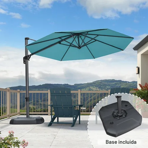 Vista 246 de PURPLE LEAF Paraguas al aire libre con base 8' x 8' protección solar verde Manzana Verde (Apple Green)