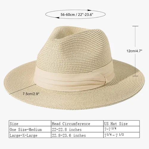 Vista 59 de Lanzom - Sombrero de paja playero para mujer, de ala ancha, plegable, estilo Fedora, UPF50+