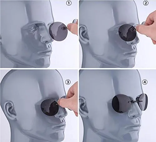 Vista 3 de Pack de 4 gafas de sol retro con clip en nariz Matrix Morpheus Movie sin montura