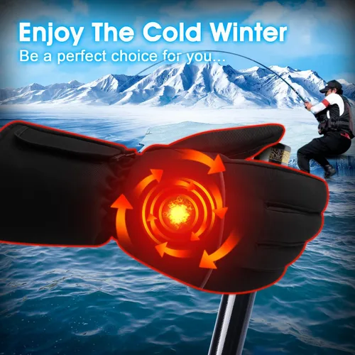 Vista 4 de Guantes calefactados, guantes eléctricos calefactados para campamento, calentadores de manos, guantes cálidos de invierno para hombres y mujeres