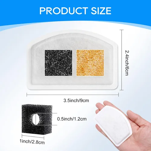 Vista 6 de Filtro de fuente de agua para gatos, paquete de 10 filtros de repuesto compatibles con ORSDA D60 100 oz/3L fuente automática para gatos y mascotas