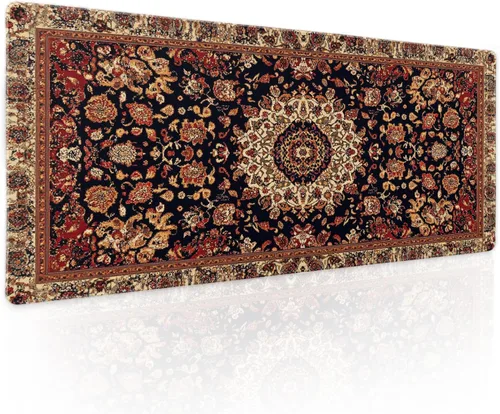 Vista 58 de Alfombrilla de mouse negra estética vintage para juegos botánicos, extendida, bonita planta verde bosque, naturaleza, floral, grande