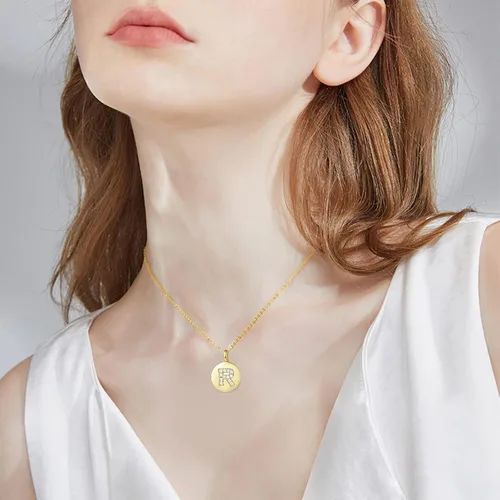 Vista 4 de MRENITE S925Soild - Collar con letra inicial de diamantes naturales de oro de 10 quilates, colgante de diamante del alfabeto A-Z, collar