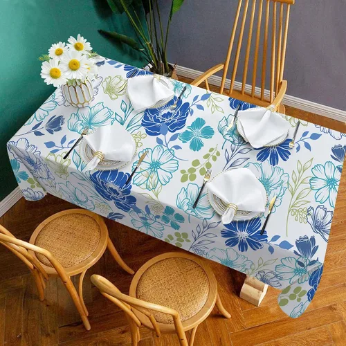 Vista 4 de Hexagram Mantel de verano de 60 x 84 pulgadas, mantel rectangular floral para temporada de granja para el hogar, picnic, cocina, comedor, decoración