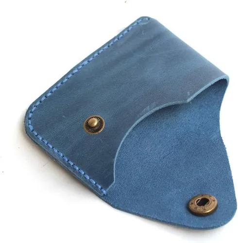 Vista 5 de Handmade Genuine Leather Card Holder with Snap Closure - Ultra Slim Minimalist Wallet, Hand-Stitched Compact Front Pocket Card Case for Men & Women