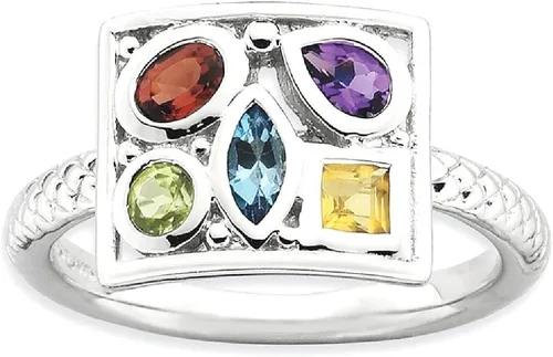 Vista 9 de ICE CARATS 925 Sterling Silver Gemstone Stackable Ring Stone Birthstone January Garnet February Amethyst August Peridot November Citrine December