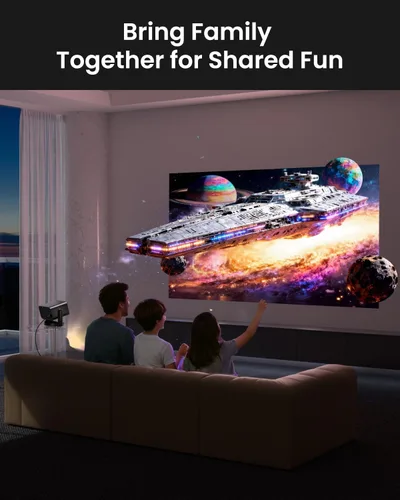 Vista 9 de Mini proyector inteligente con WiFi y Bluetooth, [aplicaciones integradas] Proyector portátil compatible con 4K nativo 1080P 4K para techo