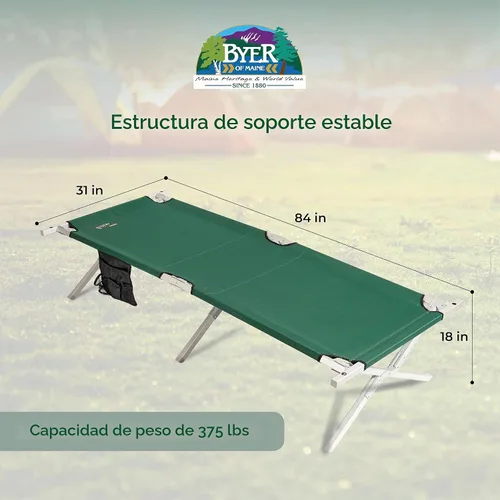 Vista 2 de BYER OF MAINE Cuna militar, verde, cunas para dormir, resistente, acero