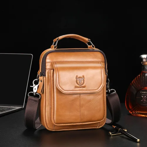 Vista 5 de Bolso de hombro de cuero para hombre, bolso cruzado casual, bolso de mensajero vintage de viaje, bolso multifunción