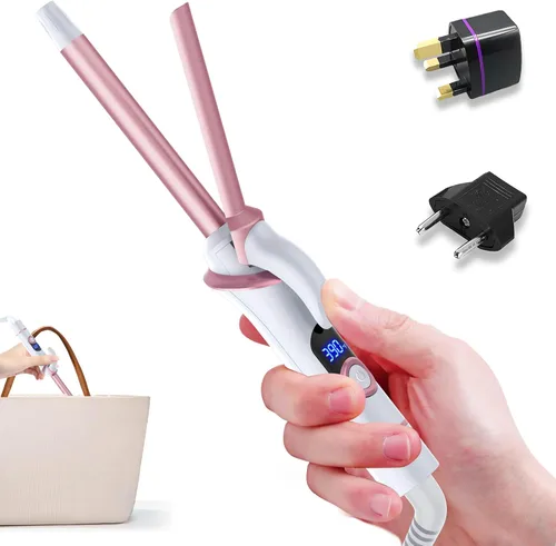 Vista 16 de Ukliss Mini rizador de 1/2 pulgada, rizador de barril pequeño de viaje para cabello corto y flequillo, calor rápido de 30 segundos, 5 ajustes