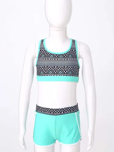 Vista 5 de Traje de baño hawaiano de 3 piezas para niñas y niñas, traje de baño de playa con parte inferior