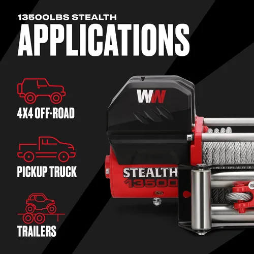 Vista 4 de Stealth Winches Cabrestante para Camión de 13500lb 12V Cabrestante Eléctrico con 2 Controles Remotos Inalámbricos y Cuerda de Acero, Perfecto