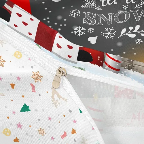 Vista 4 de Erosebridal Juego de ropa de cama de Navidad escandinavos gnomos de Papá Noel, funda de edredón de Papá Noel nevando para niños y niñas, funda
