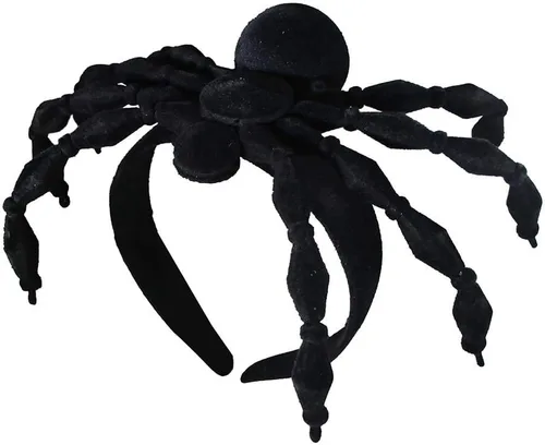 Vista 4 de Nicky Bigs Novelties Diadema de araña para mujer, accesorio de disfraz de bruja de Halloween, araña, para festival, cosplay, color negro, Negro