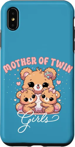 Vista 7 de iPhone 15 Mother of Twin Girls Adorable Kawaii Mama Bear and Daughters Case