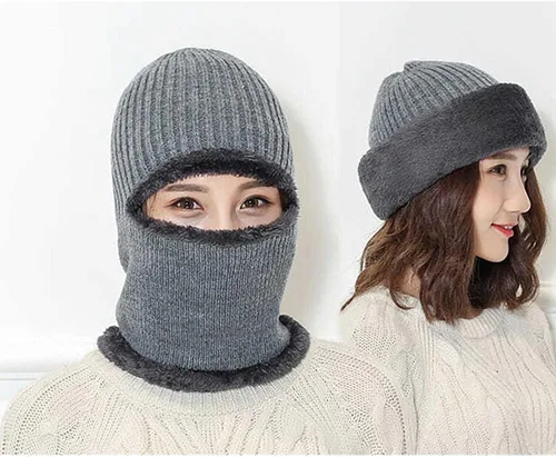 Vista 3 de Gorro de invierno cálido elástico suave con protección para las orejas, gorro de punto con forro polar para hombres y mujeres