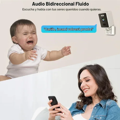 Vista 6 de EVERSECU Mini cámara de seguridad con cable para interiores 2K para el hogar, visión nocturna, cámara para mascotas con aplicación de teléfono