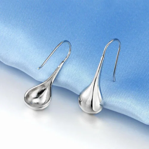 Vista 6 de Aguja de plata de ley 925 con lágrima y aretes de gota de agua (gota de agua plateada), Metal, No es una piedra preciosa