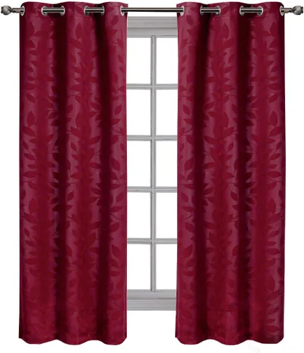 Vista 18 de Royal Hotel - Panel de cortina de blackout para ventana Paisley Jacquard, para colgar en arandelas, par de paneles/ juego de 2 paneles.