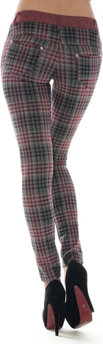 Vista 3 de Moda MIC Skinny Houndstooth Plaid Moda Pantalones