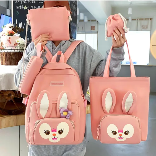 Vista 2 de Mochila kawaii 5 bolsas de dibujos animados anime, mochila de viaje antirrobo kawaii de 16 pulgadas, regalos de nuevo semestre, Rosado