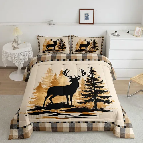 Vista 19 de Juego de ropa de cama de oso para niños y adolescentes, juego de edredón de animales salvajes para niños, adolescentes, naturaleza, vida silvestre