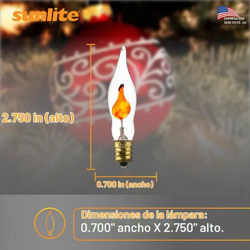 Vista 3 de Sunlite Lámpara de araña pequeña parpadeante con base de candelabro, naranja, para iluminación navideña y decorativa, E12, base de candelabro